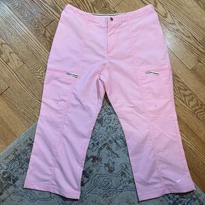 Nike Sportswear Womens Pants M Vintage Gym Pink crop Capri Windbreaker Grey Tag